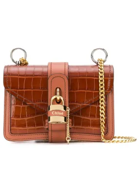 Aby Chain Mini Shoulder Bag in Chestnut Brown