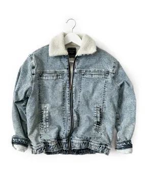 Adult Sherpa Denim Jacket - Light Wash - Imperfect