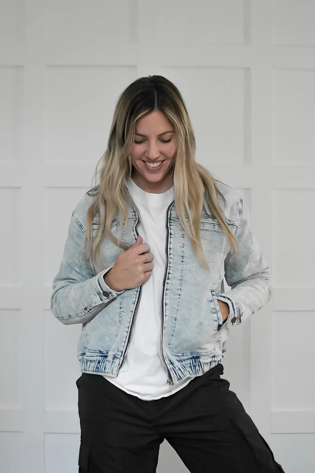 Adult Sherpa Denim Jacket - Light Wash - Imperfect