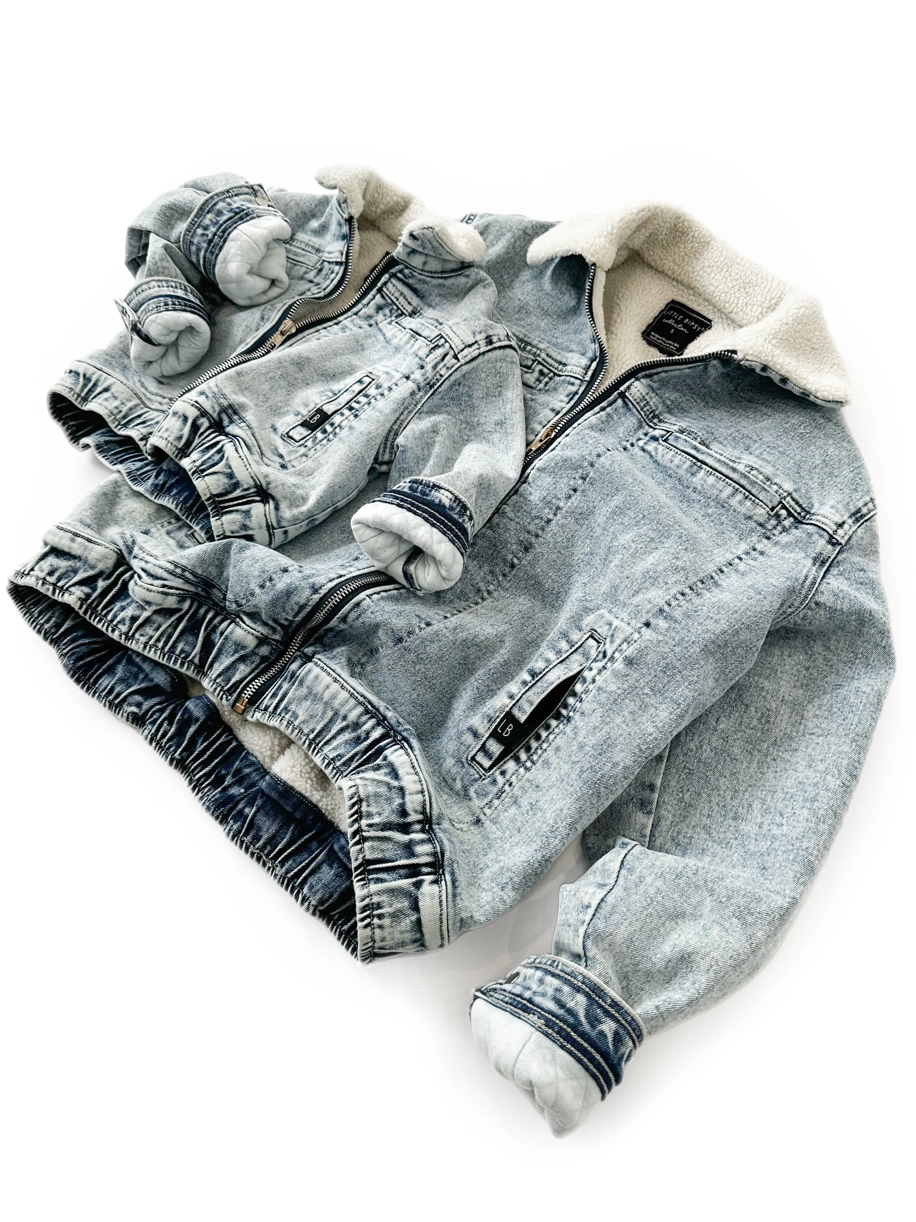 Adult Sherpa Denim Jacket - Light Wash - Imperfect