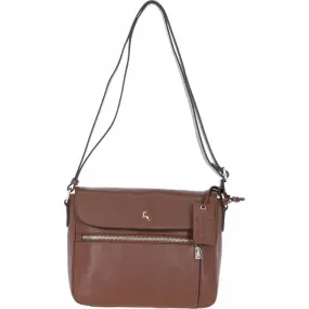 Ashwood Crossbody Bag with Contemporary Zip Detail for Women Tan: ELA 1766