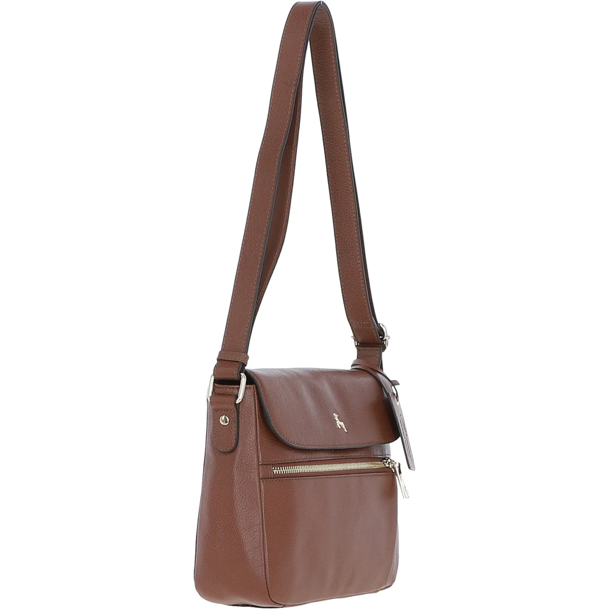 Ashwood Crossbody Bag with Contemporary Zip Detail for Women Tan: ELA 1766