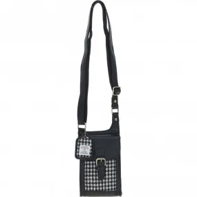 Ashwood Leather & Harris Tweed elegance Crossbody Bag Black/White: TW-20-012-BW