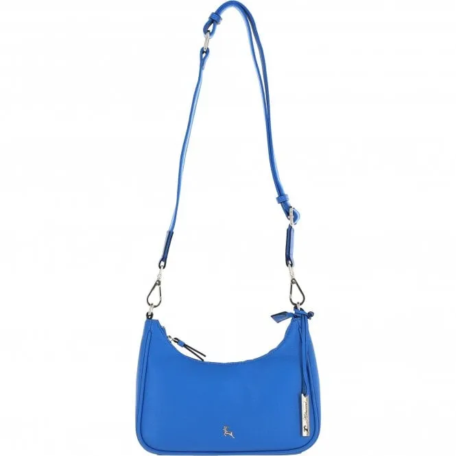 Ashwood Real Leather Crossbody Bag with Webbing Strap Sodalite Blue: 64296