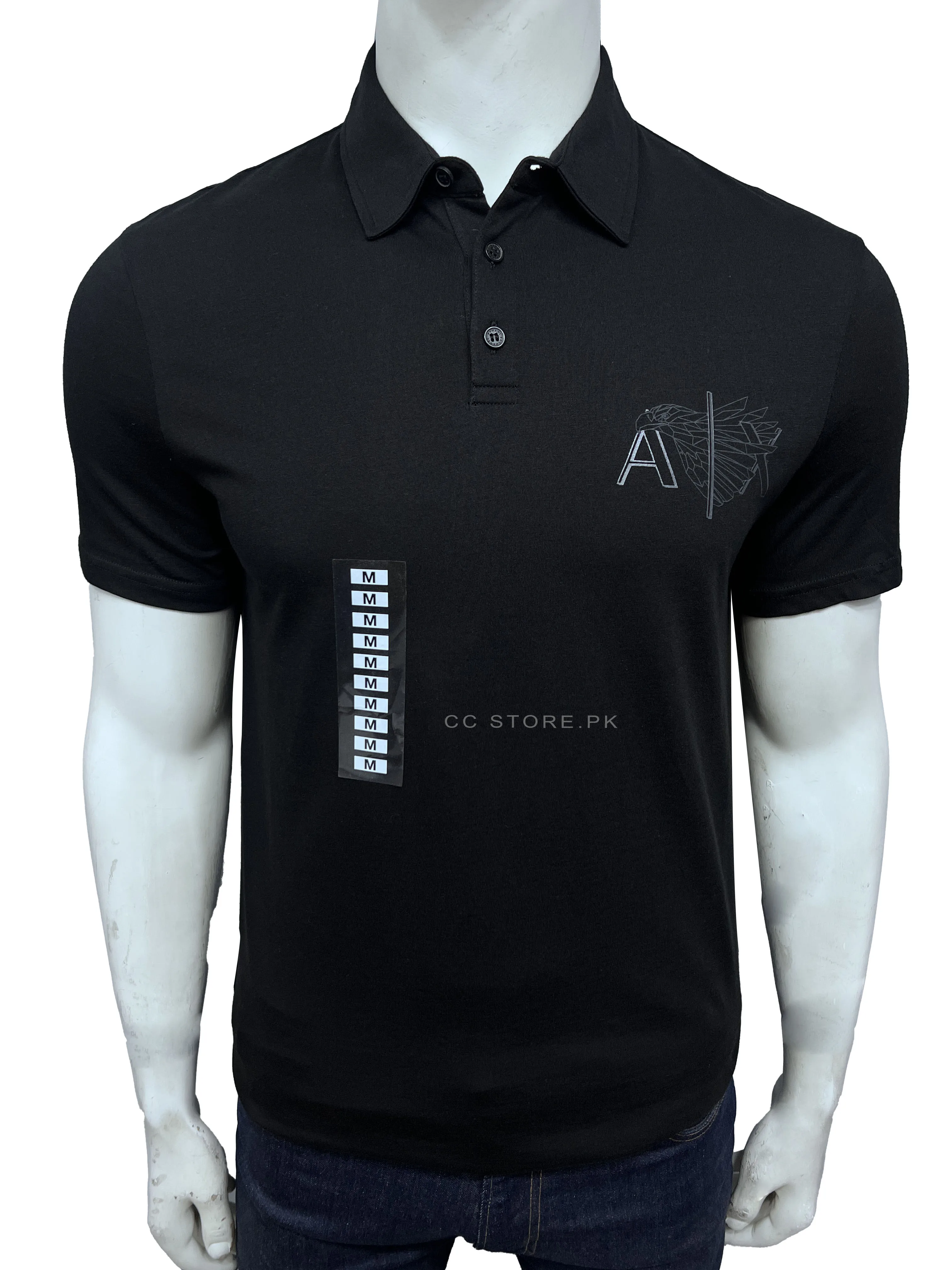 AX Eagle Print Black Polo