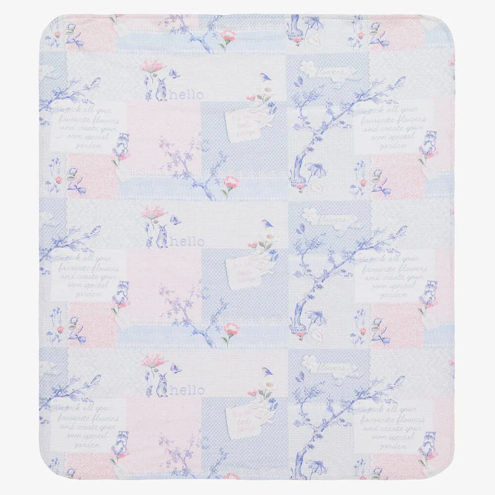 Baby Girls Blue & Pink Cotton Blanket (80cm)