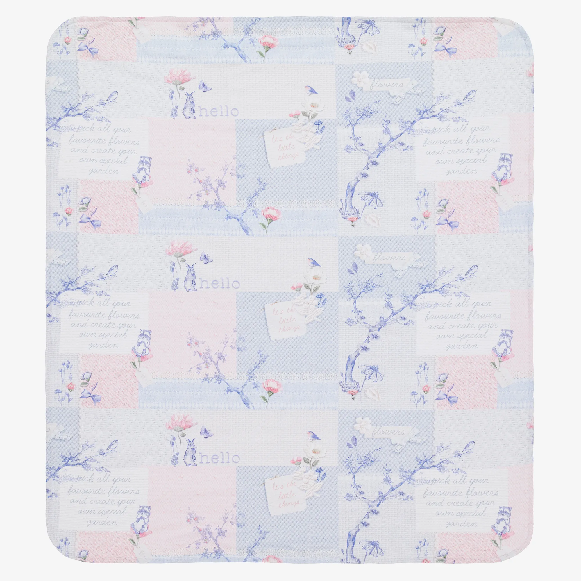 Baby Girls Blue & Pink Cotton Blanket (80cm)