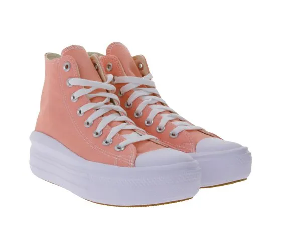 Baskets montantes pour femmes Converse Chuck Taylor All Star Move en toile abricot ou rose