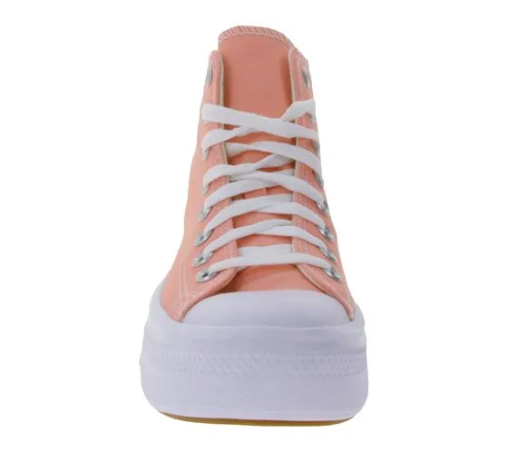 Baskets montantes pour femmes Converse Chuck Taylor All Star Move en toile abricot ou rose