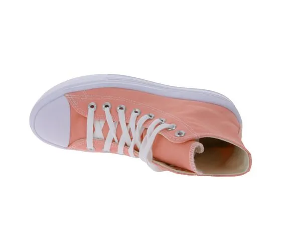 Baskets montantes pour femmes Converse Chuck Taylor All Star Move en toile abricot ou rose