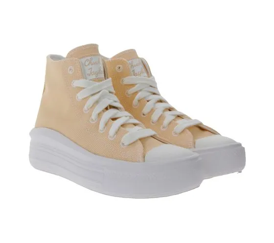 Baskets montantes pour femmes Converse Chuck Taylor All Star Move en toile abricot ou rose