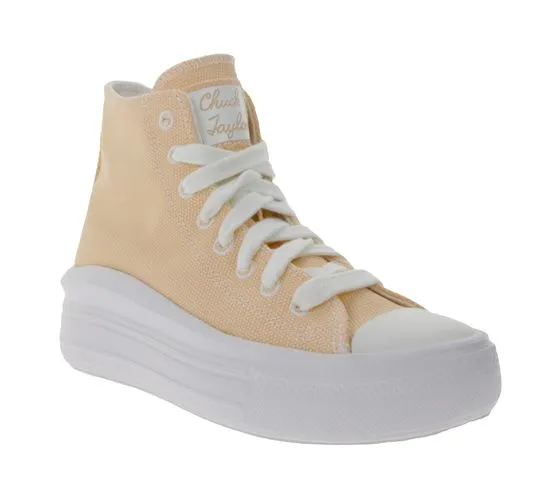 Baskets montantes pour femmes Converse Chuck Taylor All Star Move en toile abricot ou rose