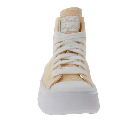 Baskets montantes pour femmes Converse Chuck Taylor All Star Move en toile abricot ou rose