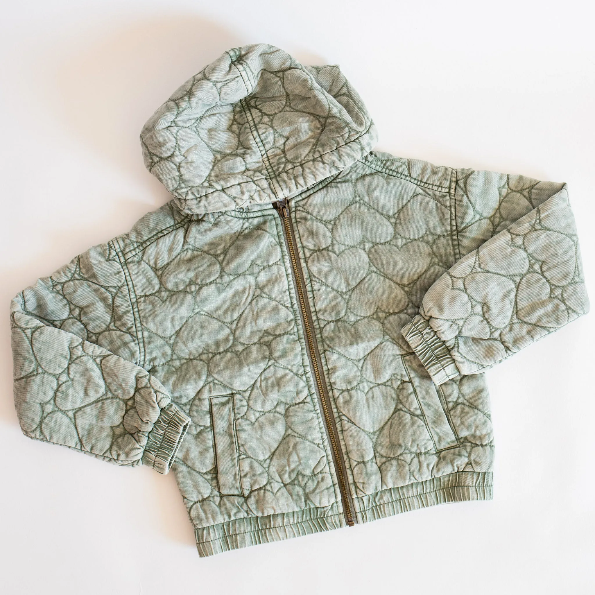 Beck Quilted Heart Hooded Jacket | Olive