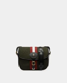 Beckett Crossbody Bag In Dark Green Wool And Leather