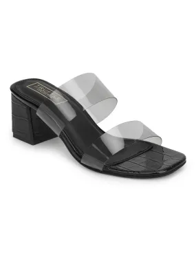 Black Perspex Mules With Clear Straps (TC-SLC-R505-BLK)