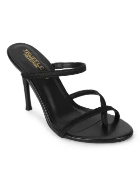 Black PU Crossover Thumb Strappy Stiletto Mules (TC-SLC-B-78-BLK)