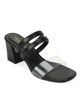 Black PU Perspex Clear Block Heel Mules (TC-SLC-R-516-BLK)