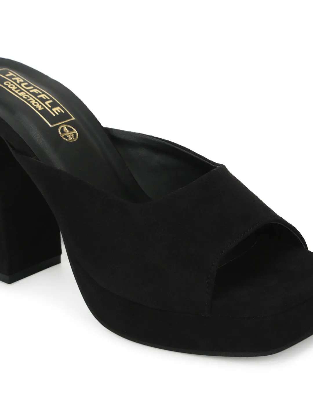 Black Suede High Block Heel Mules (TC-SLC-N1101-BLK)