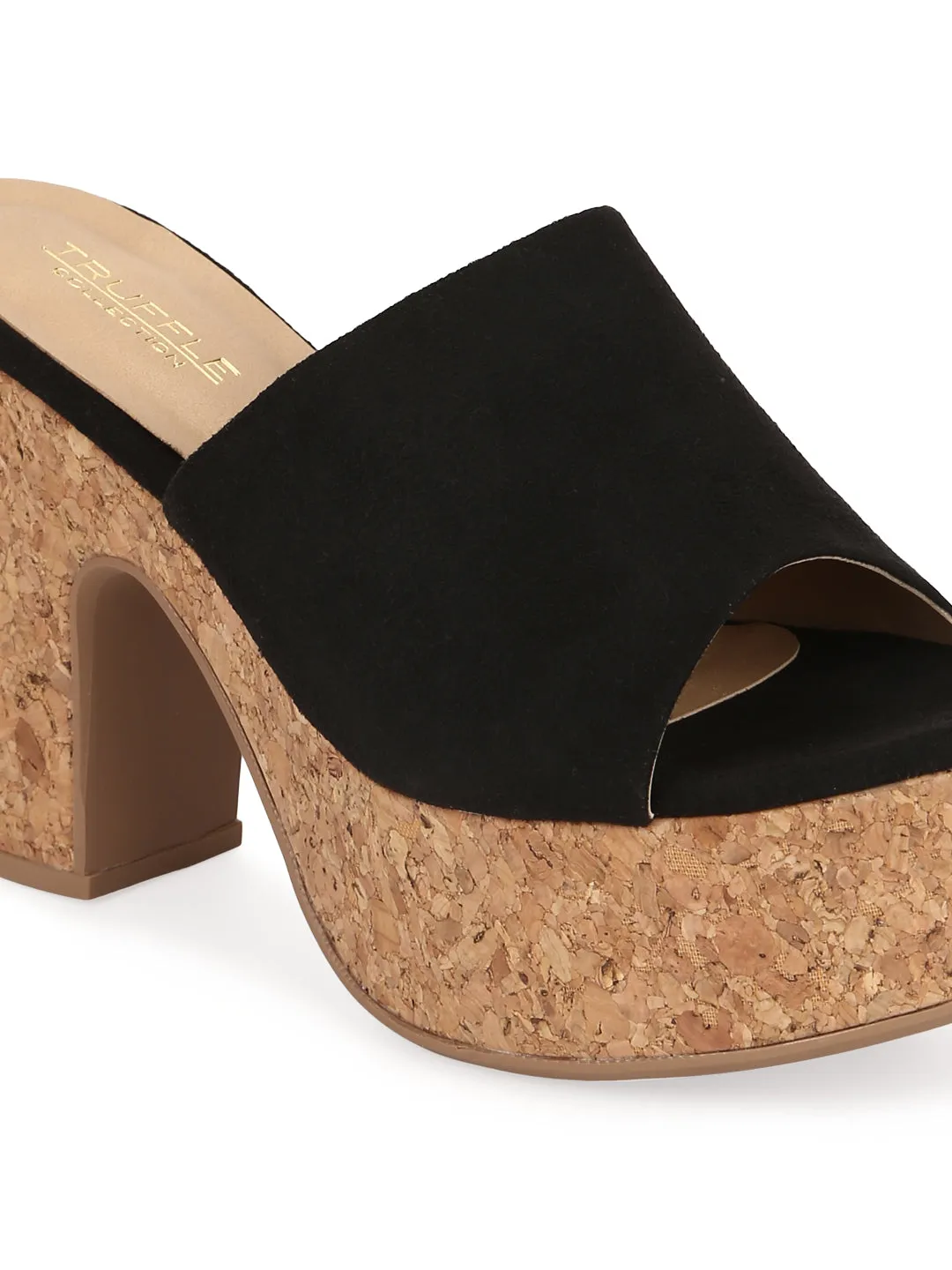 Black Suede Platform Heel Mules (TC-MSI-D-11-BLK)