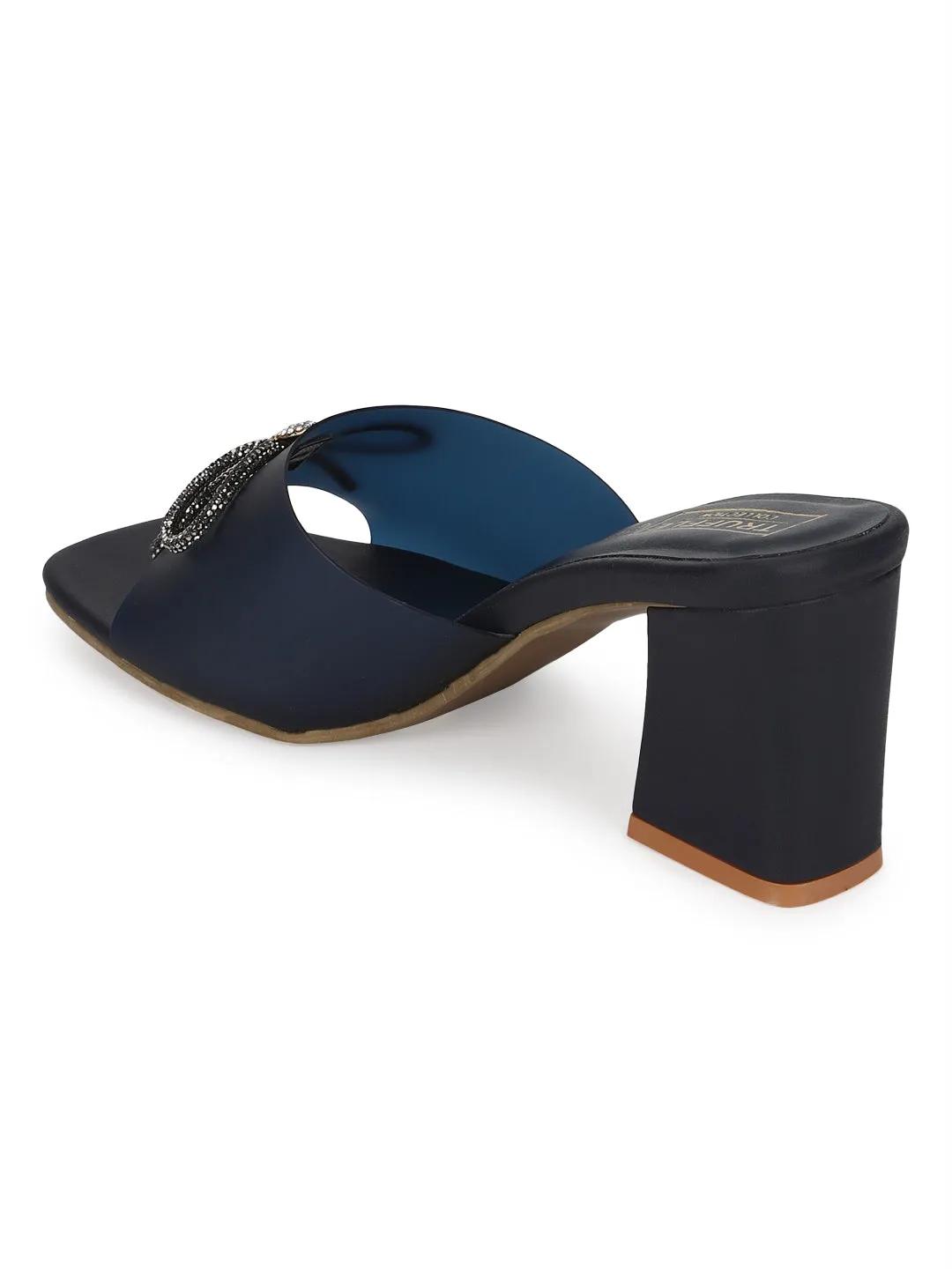 Blue PU Perspex Diamante Bow Clear Mules (TC-SLC-R551-BLU)