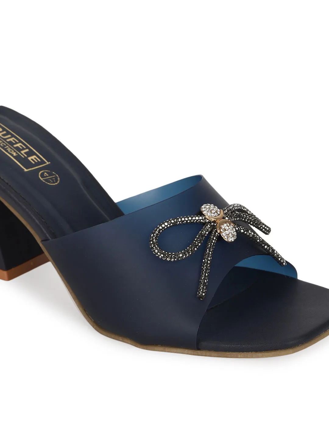 Blue PU Perspex Diamante Bow Clear Mules (TC-SLC-R551-BLU)