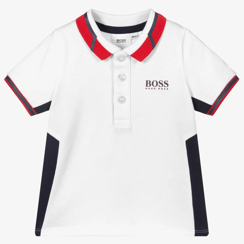 Boys White Logo Polo Shirt