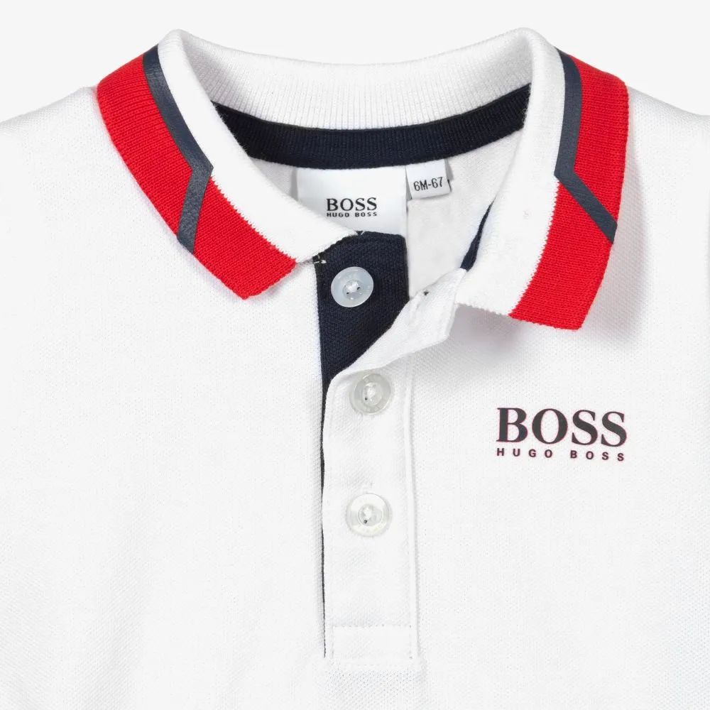 Boys White Logo Polo Shirt