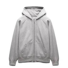 BRUSHED FLEECE ZIP HOODIE HEATHER GREY