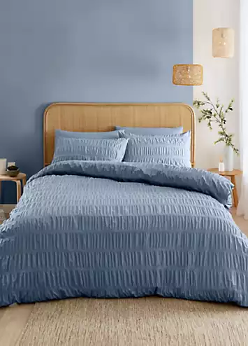 Catherine Lansfield Blue Seersucker Duvet Cover Set | Kaleidoscope