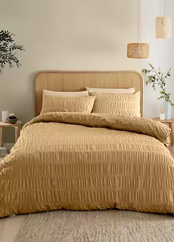 Catherine Lansfield Caramel Seersucker Duvet Cover Set | Kaleidoscope