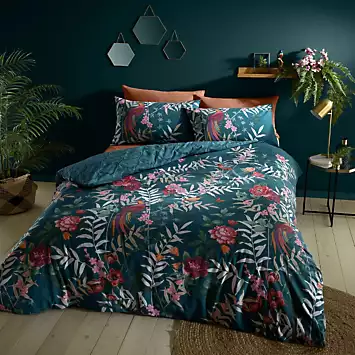 Catherine Lansfield Tropical Floral Birds Duvet Cover Set | Kaleidoscope