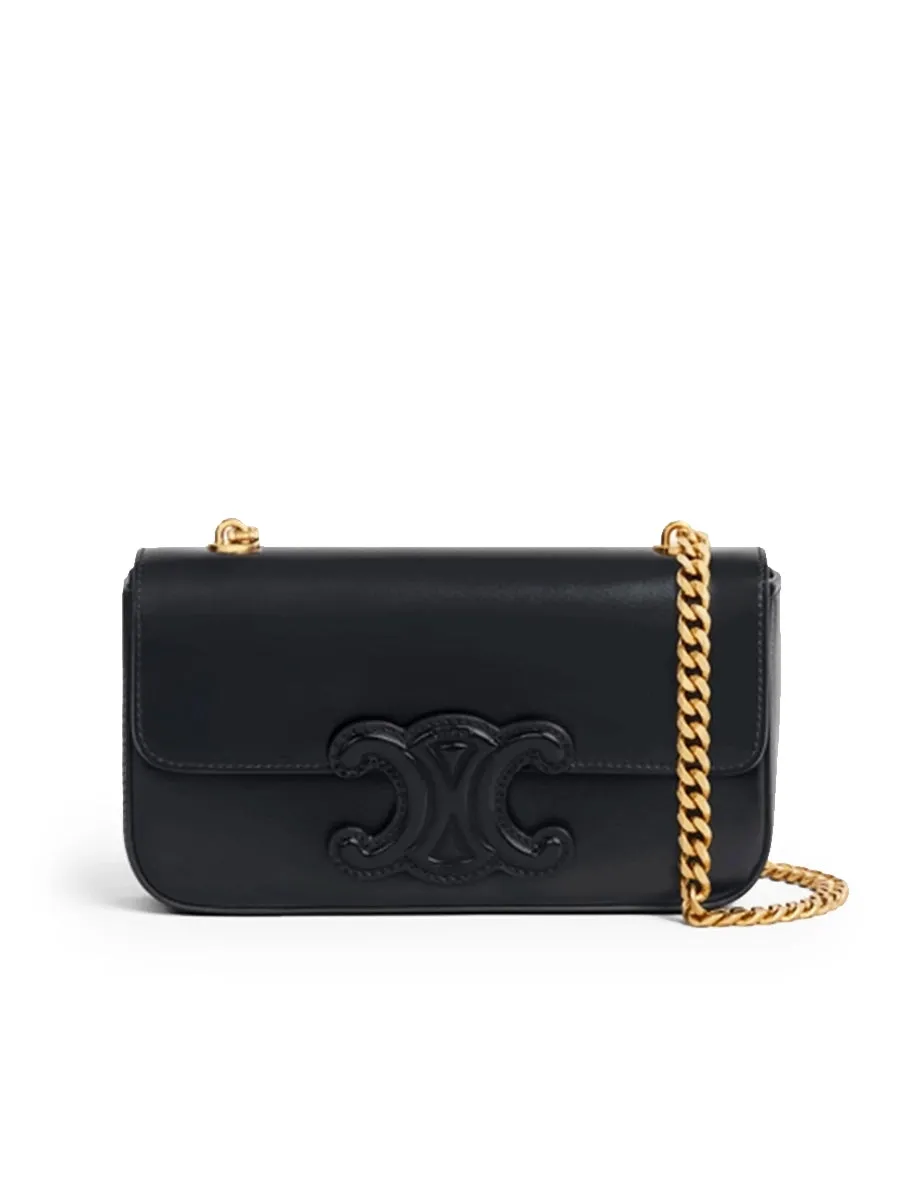 Chain Shoulder Bag Cuir Triomphe In Shiny Calfskin in Black