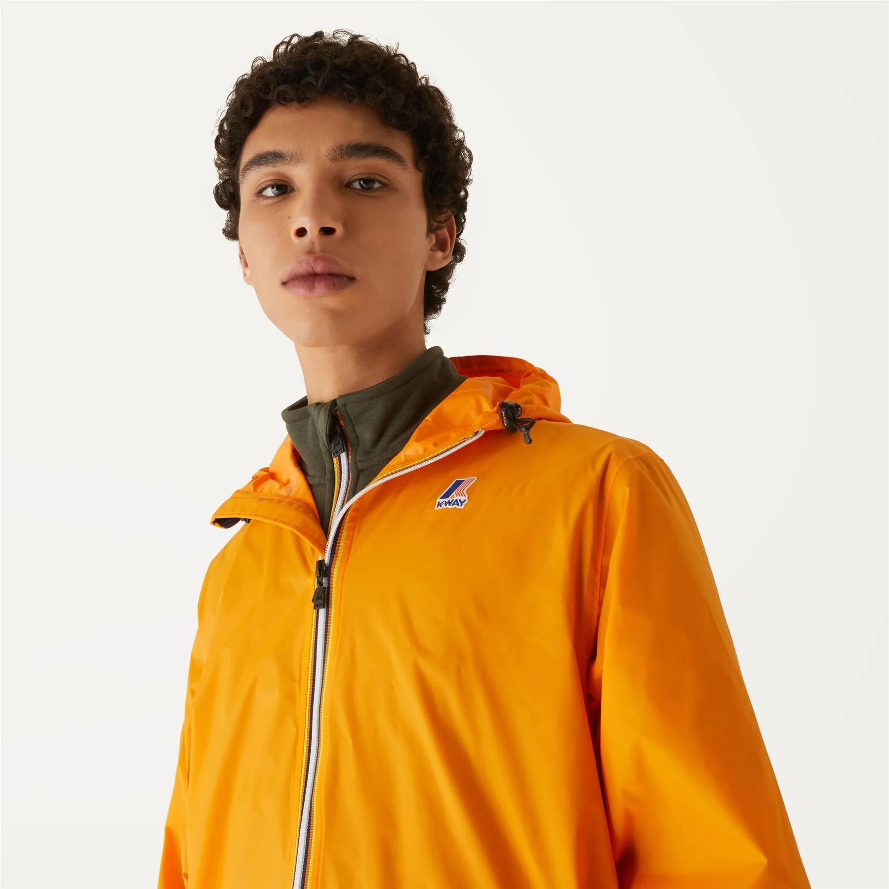 Claude - Unisex Packable Full Zip Waterproof  Rain Jacket in Orange