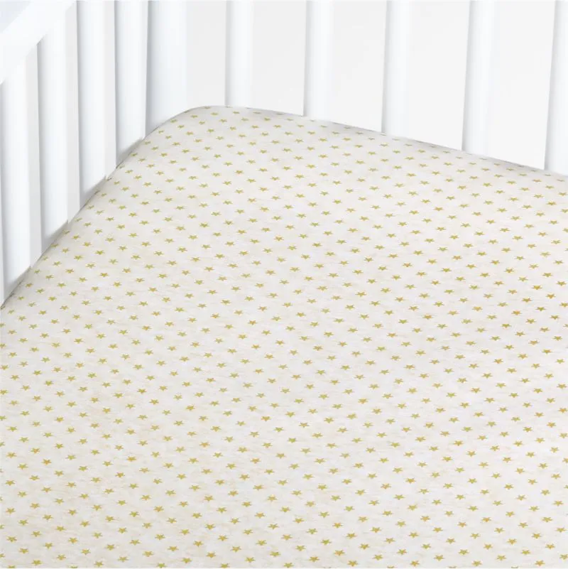 Crate&Barrel Baby's First Natural Star Organic Jersey Baby Crib Fitted Sheet