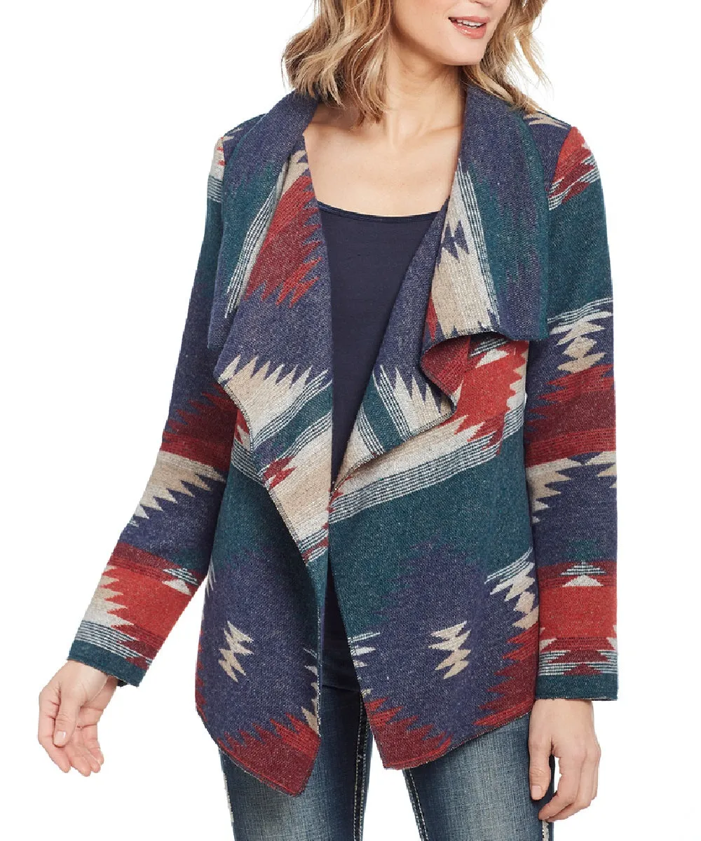 Cripple Creek Women's Navajo Open Front Blanket Wrap Jacket