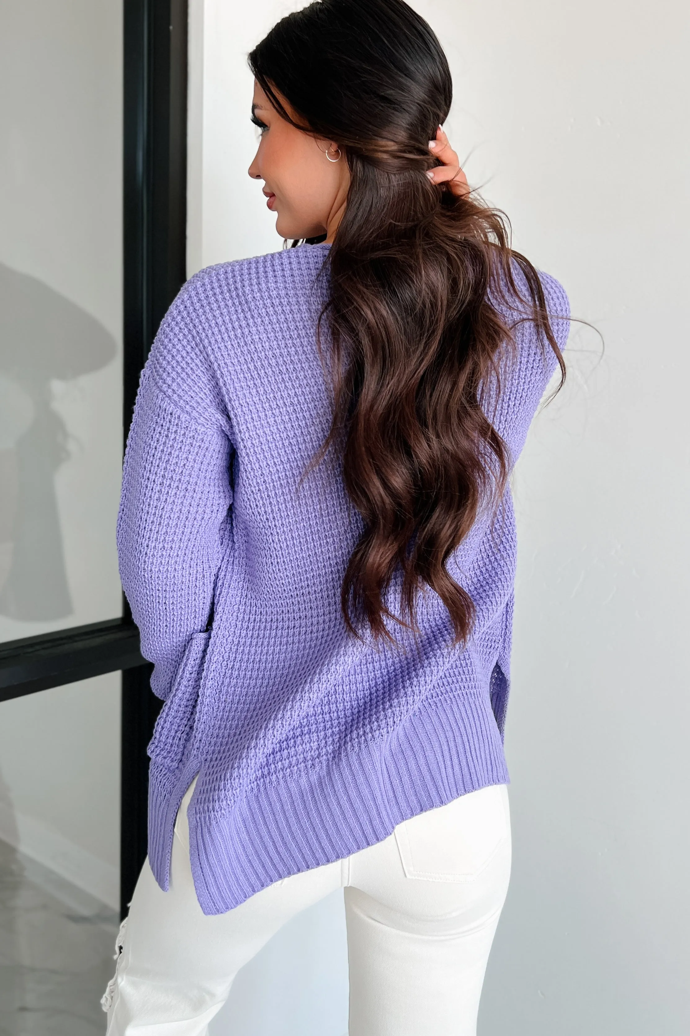 Cuddly Aesthetic Zenana Waffle Knit Cardigan (Lavender)