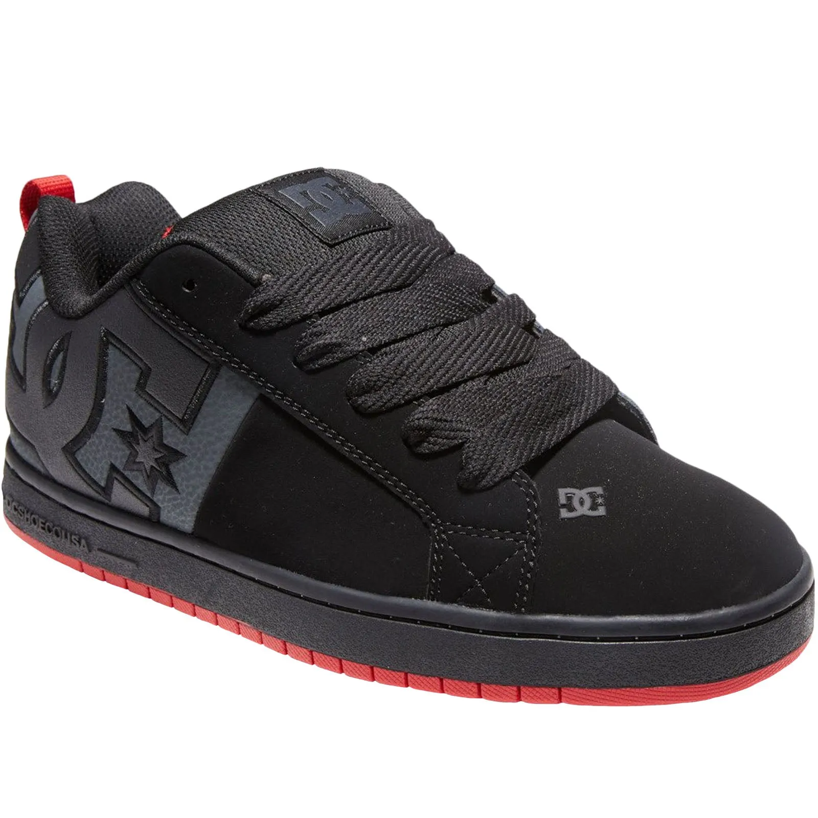 DC Shoes Mens Court Graffik Suede Trainers - Black/Grey/Red