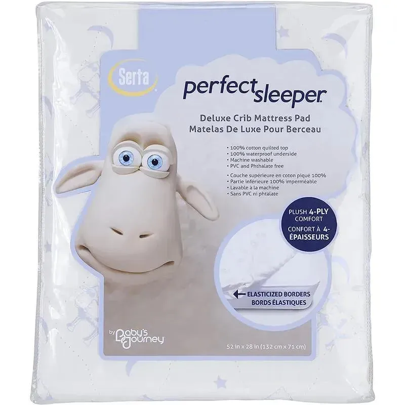 Delta Children - Serta Perfect Sleeper Deluxe Quilted Fitted Crib Mattress Pad, White