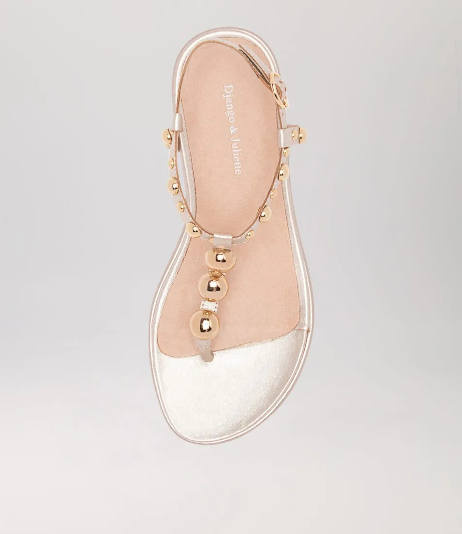 DJANGO & JULIETTE Bartal Pale Gold Leather Sandals