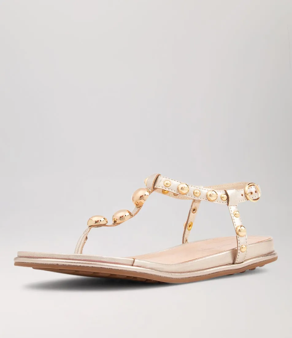 DJANGO & JULIETTE Bartal Pale Gold Leather Sandals