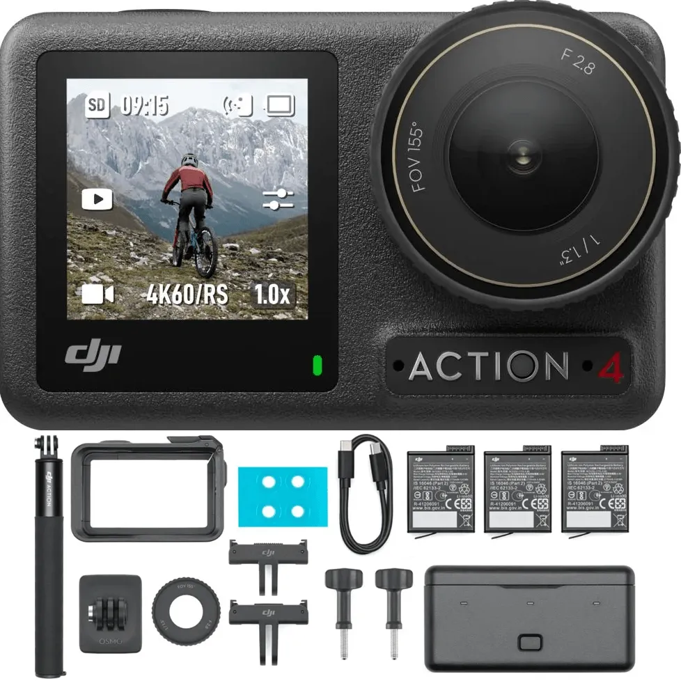 DJI Osmo Action 4 Camera Adventure Combo Extra Battery/Frame/Mount