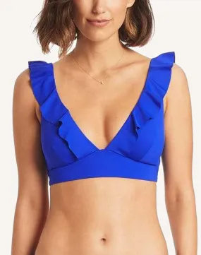 Essentials Cobalt Frill Bikini Top