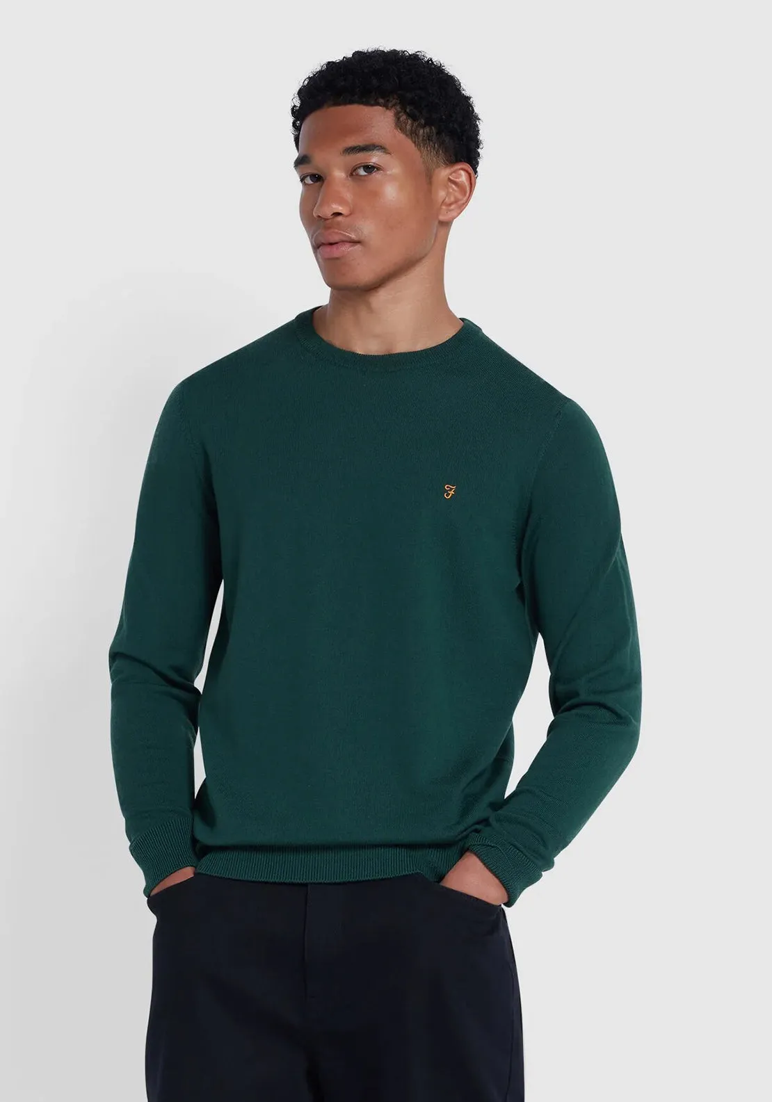 Farah Mullen Merino Wool Crew Neck Sweater, Botanic Green