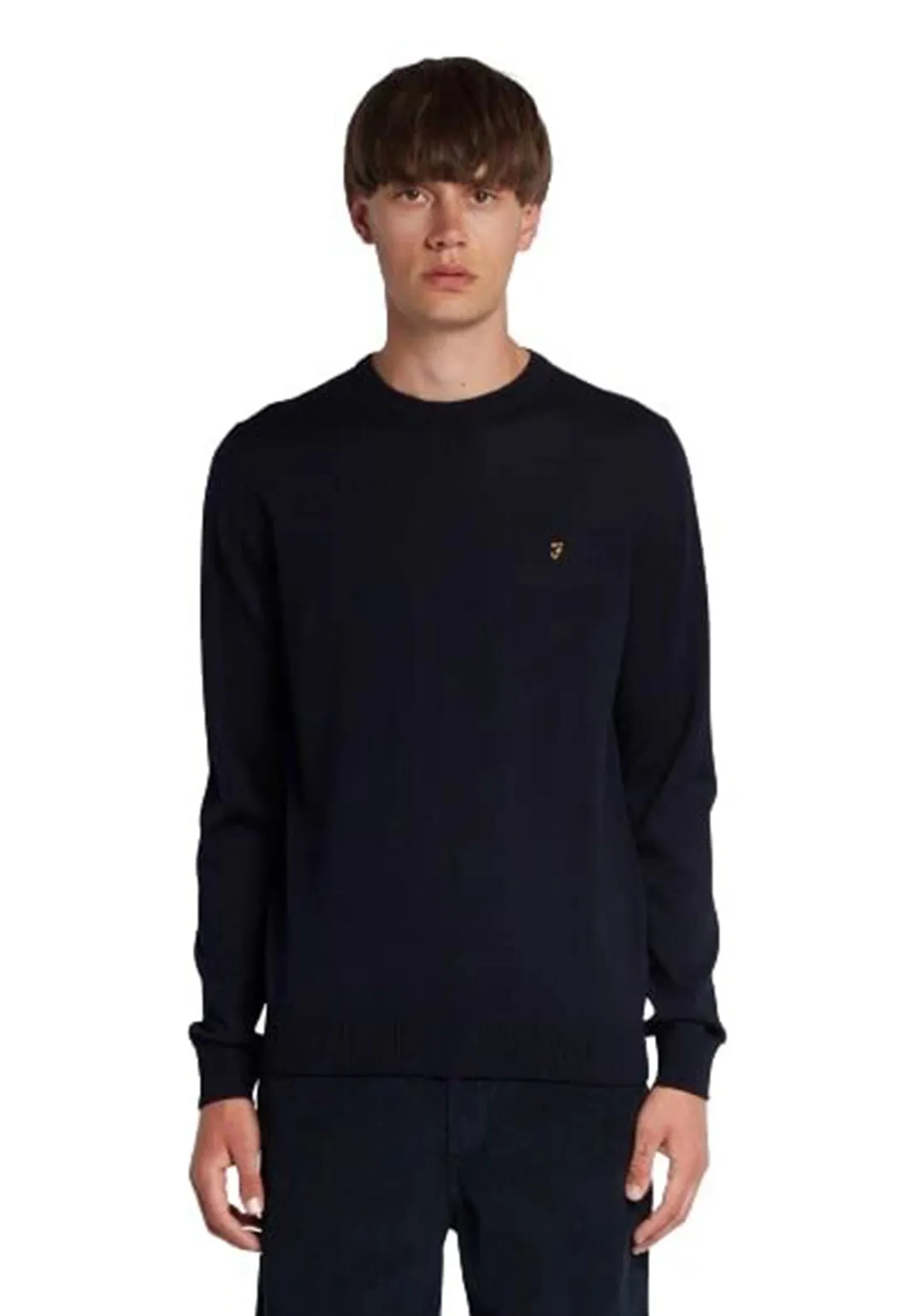 Farah Mullen Merino Wool Crew Neck Sweater, True Navy