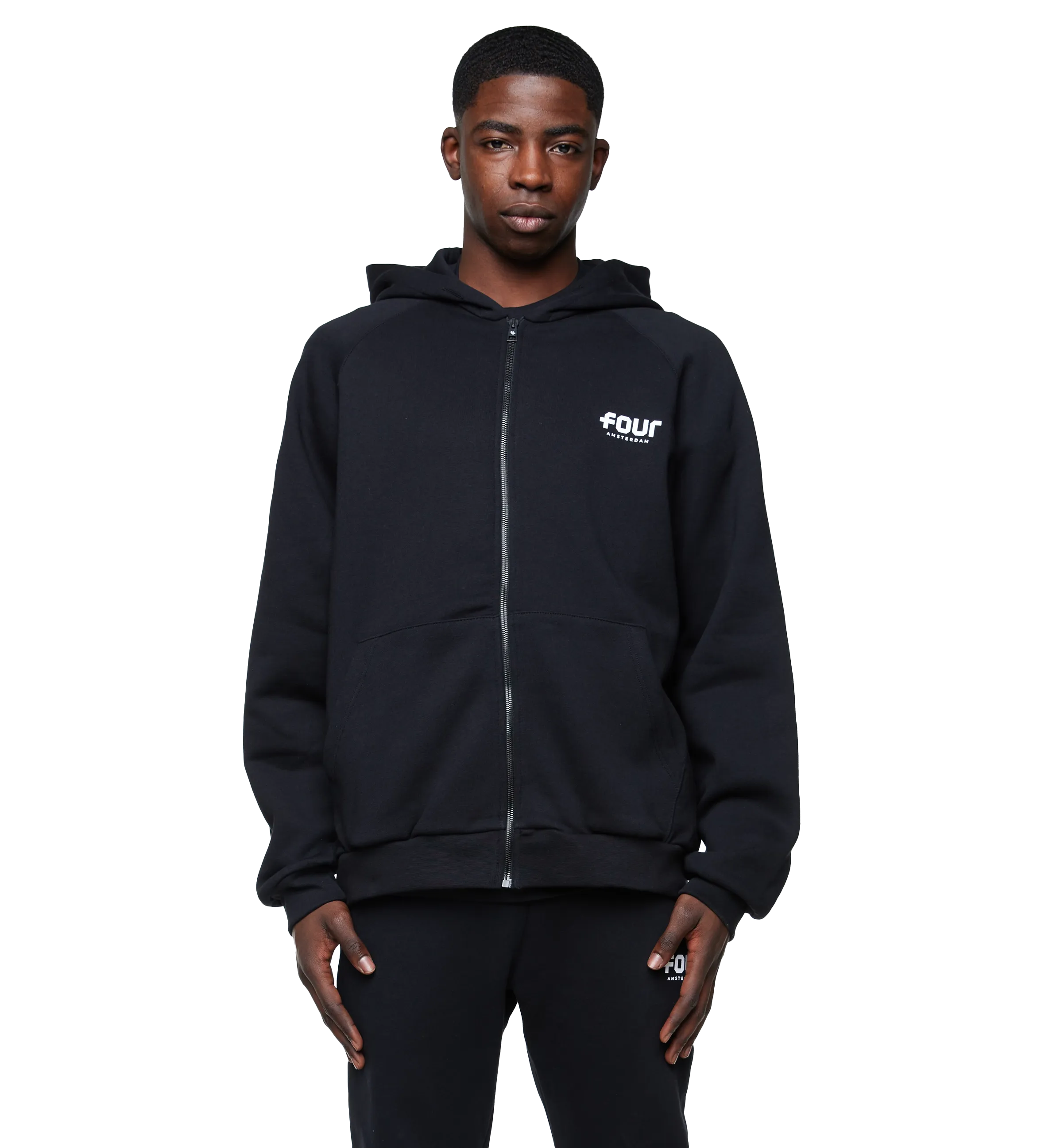 FOUR    Logo Zip Up Vest Black