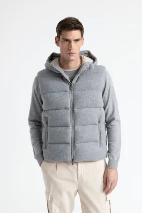 Goose down vest in wool and cashmere