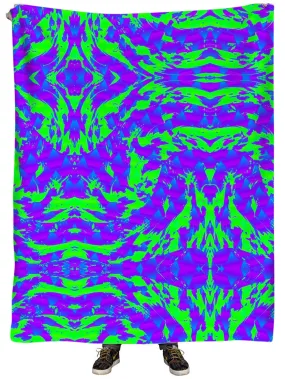 Green and Purple Hypno Splatter Plush Blanket