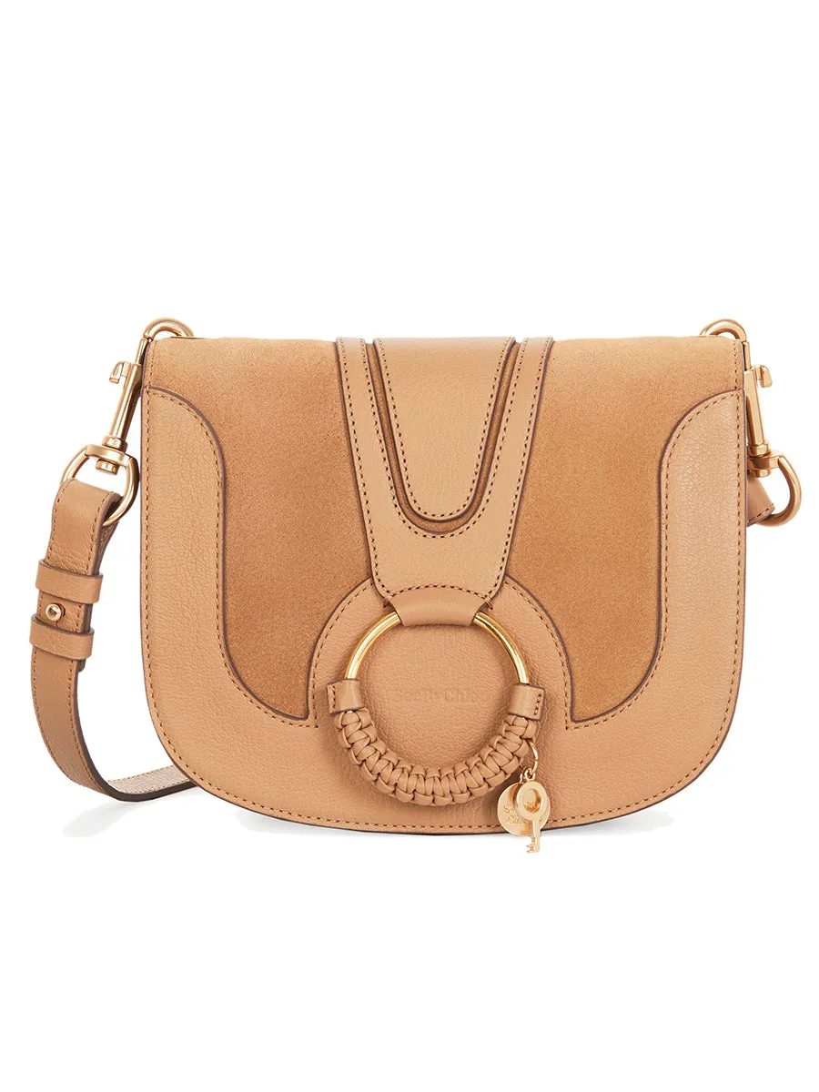 Hana Leather & Suede Shoulder Bag in Coconut Brown