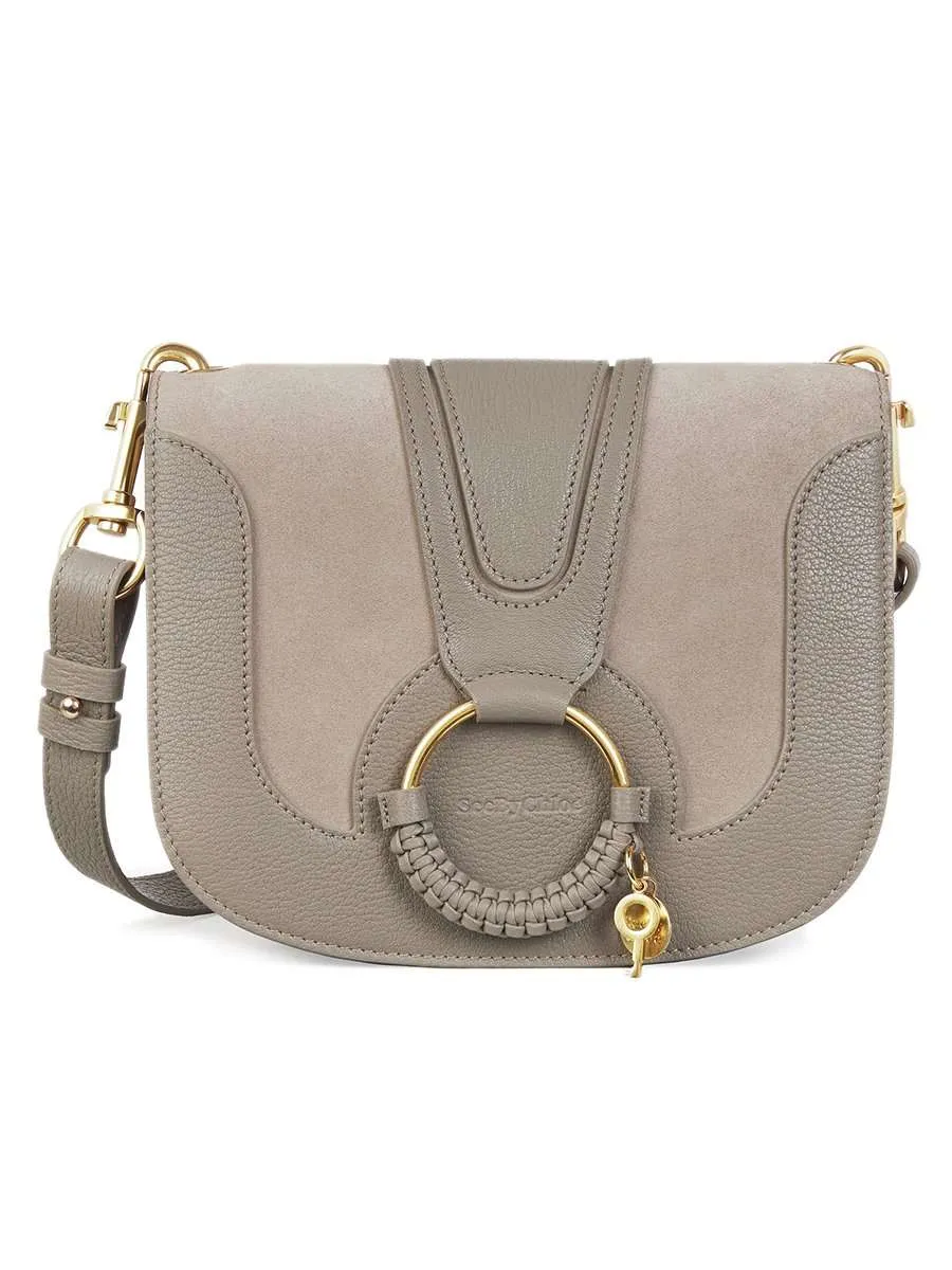 Hana Leather & Suede Shoulder Bag in Motty Grey